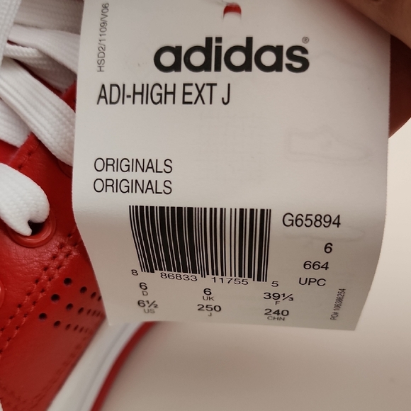 Adidas Bold Red High-Tops with White Accents - Picture 2 of 10